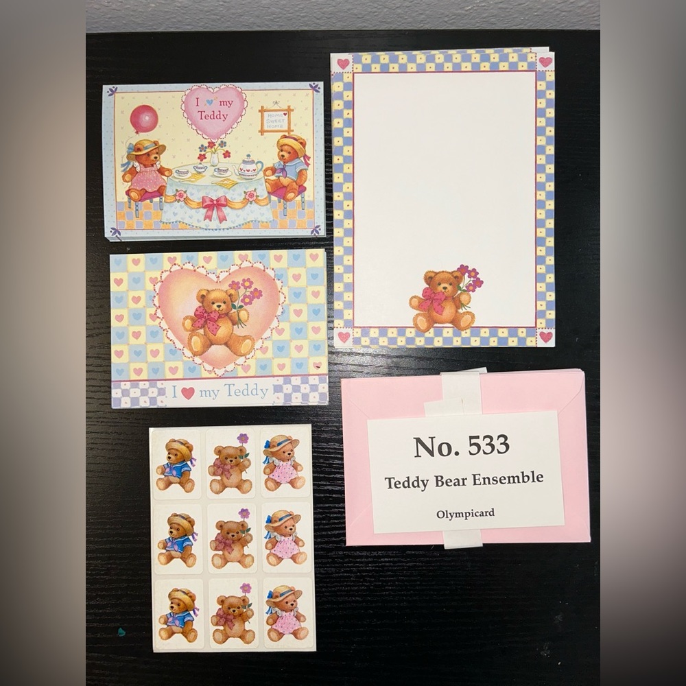 Vintage Stationery Olympicard I Love My Teddy Paper Stickers Postcards Cards